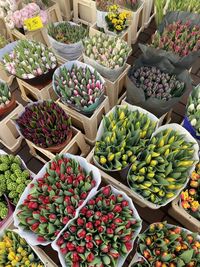 High angle view of fruits for sale in market