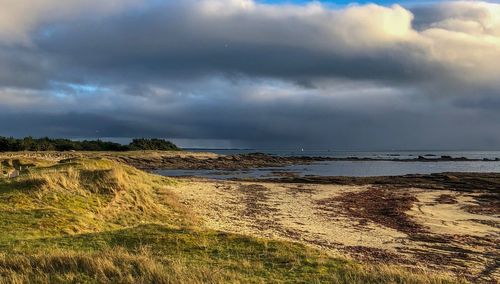 Scenic view of beach against sky