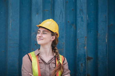 Portrait of smiling woman working