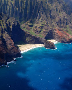 Scenic view of sea and secluded beaches on an island