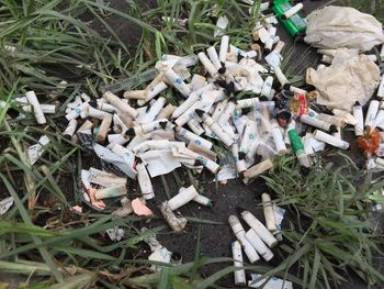 High angle view of garbage