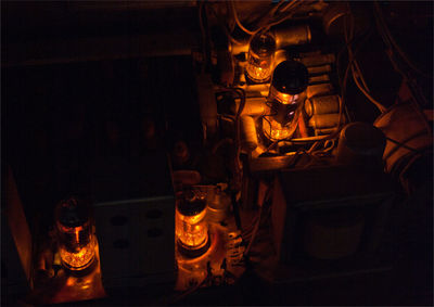 High angle view of fire hydrant at night