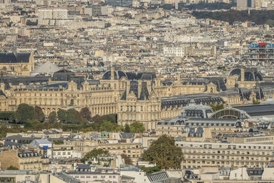 Aerial view of the louvre museeum in paris