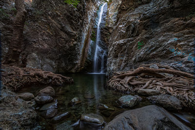 Scenic view of waterfall in forest