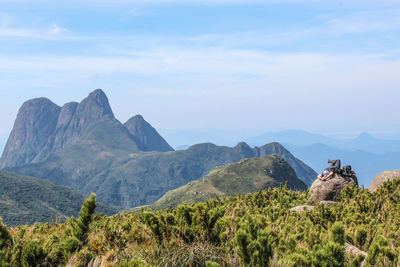 Scenic view of mountain range against sky