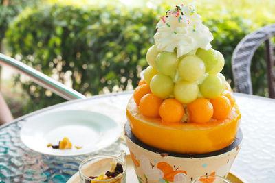 Close-up of fruits on table