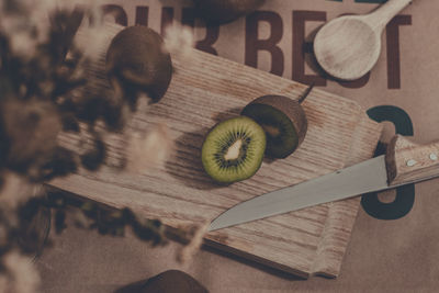 High angle view of fruits on table