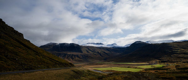 Scenic view of mountains against sky