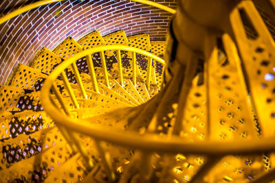 Close-up of yellow staircase