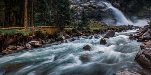 Panoramic view of the krimml waterfalls, the highest waterfalls in austria.