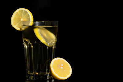 Close-up of drink against black background