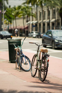 Bicycles parked on street