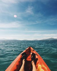 Cropped image of boat in sea