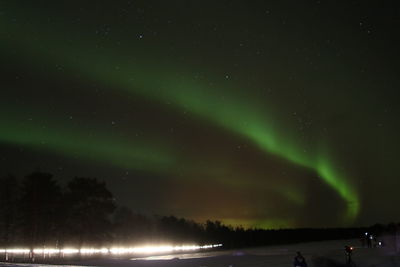 Low angle view of trees against sky at night