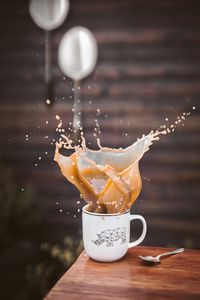 Ceramic mug with brown liquid