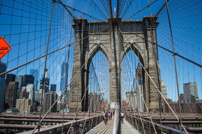 Low angle view of suspension bridge