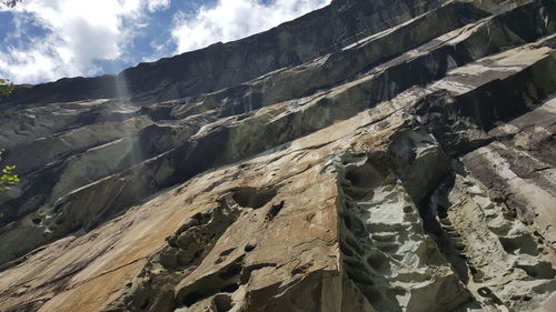 Low angle view of rock formation against sky