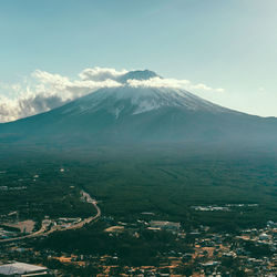 Aerial view of mountains against sky