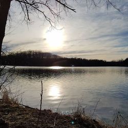 Scenic view of lake at sunset