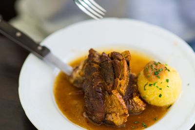 Close-up of meal served in plate