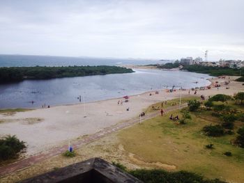 High angle view of beach against sky