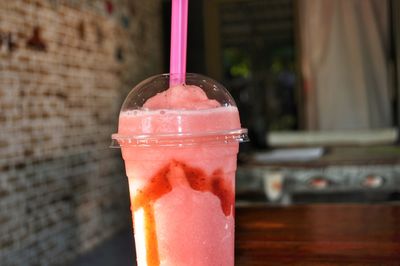 Close-up of ice cream on glass