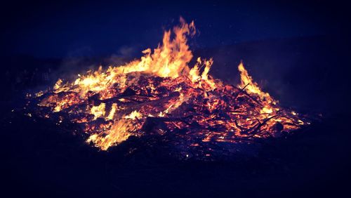 Close-up of bonfire at night