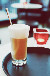 Close-up of coffee cup on table