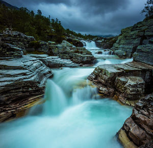 Scenic view of waterfall