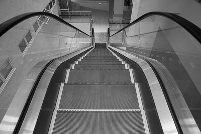 High angle view of escalator