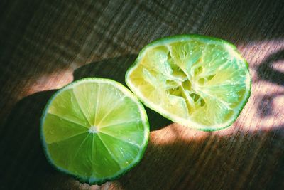 High angle view of fruits on table