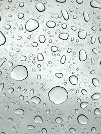 Full frame shot of raindrops on glass window