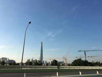 Low angle view of building against blue sky