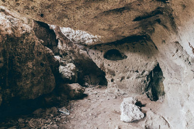 Low angle view of rock formations