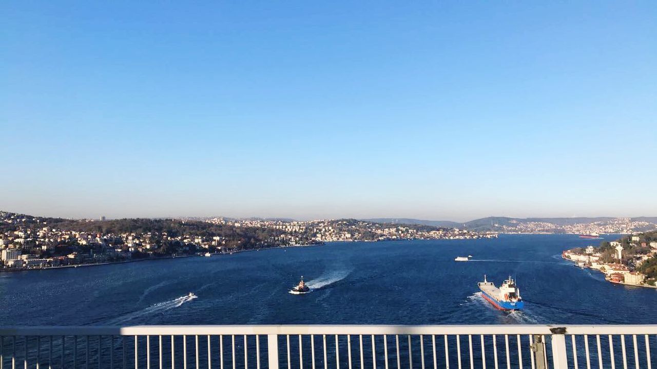 HIGH ANGLE VIEW OF CITYSCAPE AGAINST CLEAR SKY