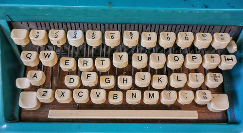 High angle view of typewriter on table