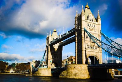 Low angle view of suspension bridge