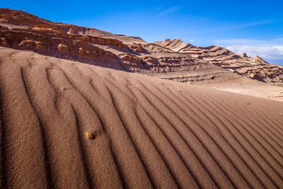 Sand dunes in desert against sky