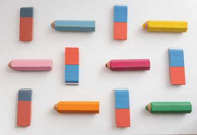 Erasers placed on the paper