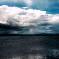 Scenic view of sea against cloudy sky
