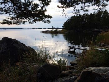 Scenic view of lake against sky