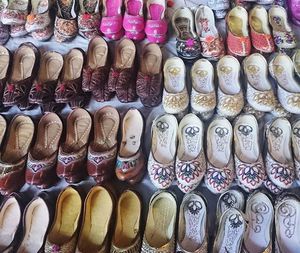 High angle view of market stall for sale