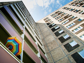 Low angle view of modern building against sky