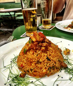 Close-up of food served in plate