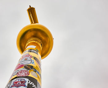 Low angle view of bell tower against sky