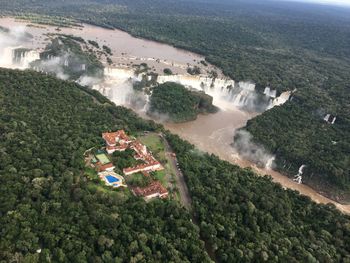 High angle view of agricultural landscape