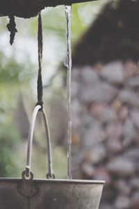 Close-up of swing hanging on tree