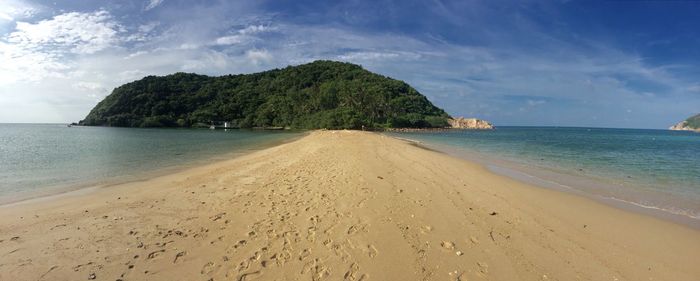 Scenic view of beach against sky