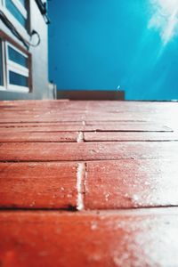 Close-up of wooden door of building