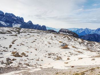 Panorama view of dolomites alpine peaks. south tyrol region. beautiful nature of italy.